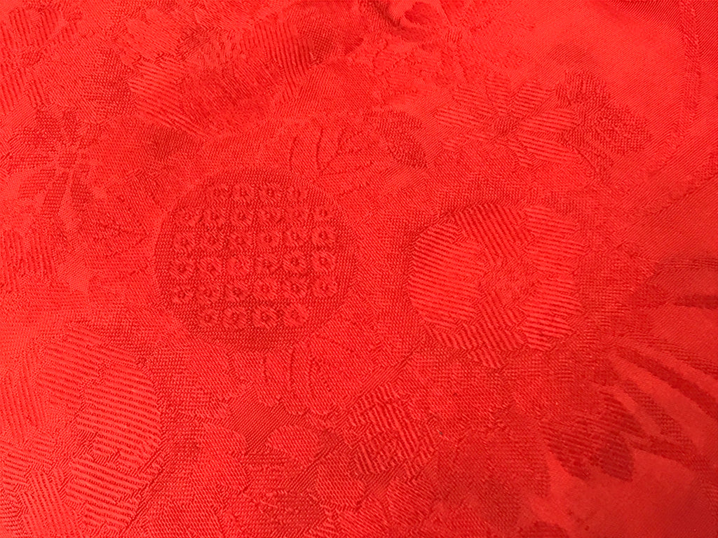 Japanese Buddhist Orin Bell Singing Bowl Silk Fabric Pillow Vtg Square Red BA615