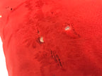 Japanese Buddhist Orin Bell Singing Bowl Silk Fabric Pillow Vtg Square Red BA615
