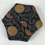 Japanese Buddhist Orin Bell Singing Bowl Silk Pillow Small Hexagon Blue BA565