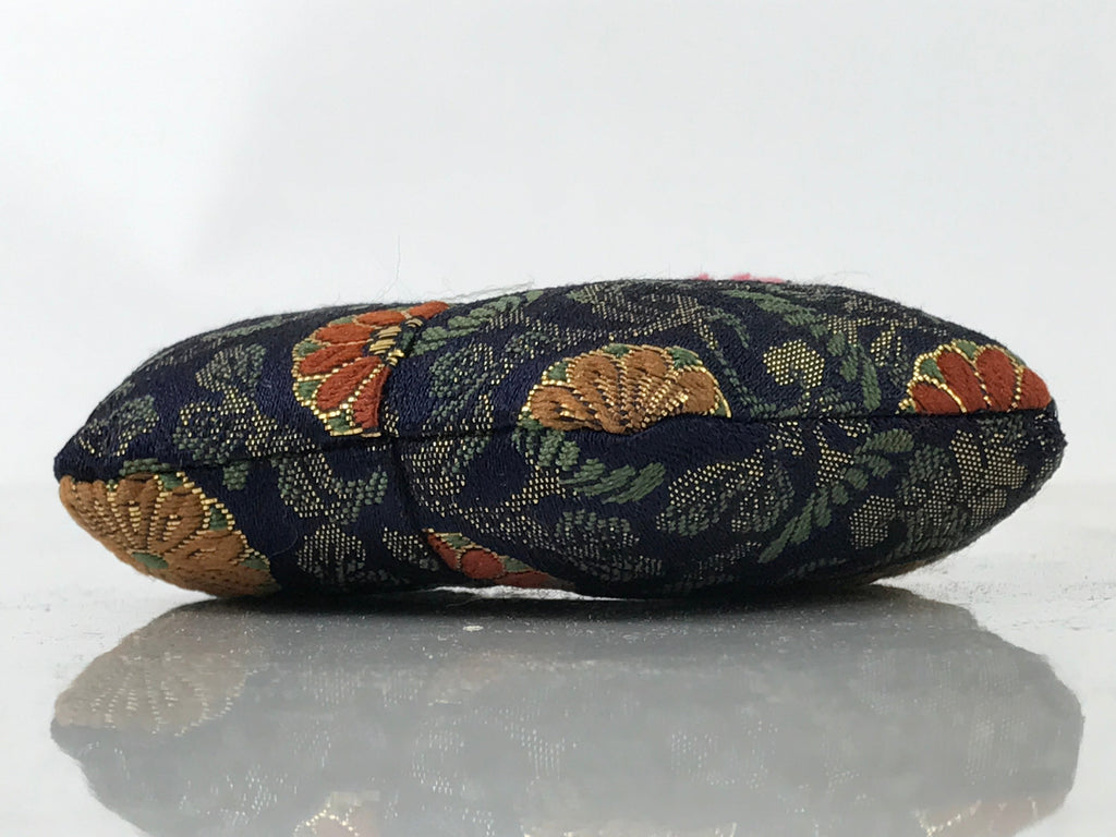 Japanese Buddhist Orin Bell Singing Bowl Silk Pillow Small Hexagon Blue BA565