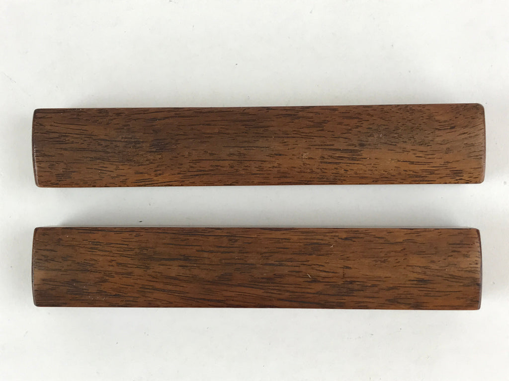 Japanese Buddhist Percussion Instrument Hyoushigi Ongi Vtg Wood Brown BA75