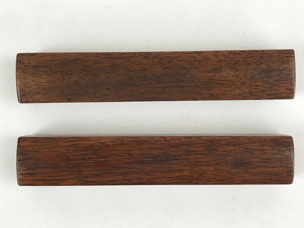 Japanese Buddhist Percussion Instrument Hyoushigi Ongi Vtg Wood Brown BA75
