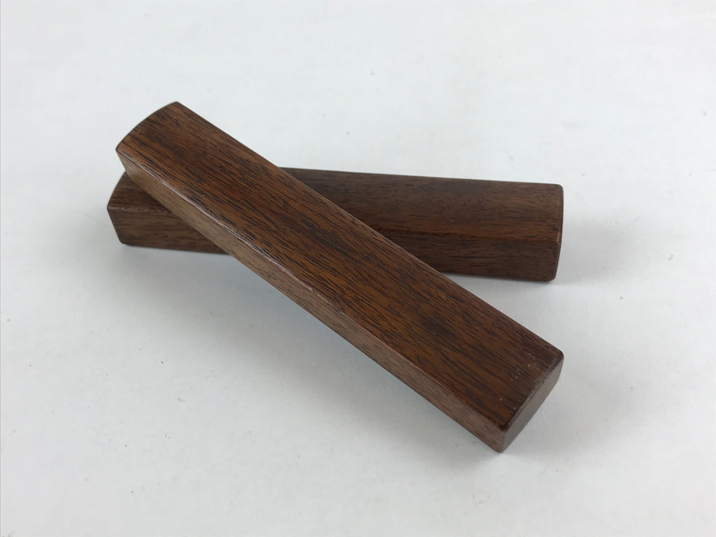 Japanese Buddhist Percussion Instrument Hyoushigi Ongi Vtg Wood Brown BA75