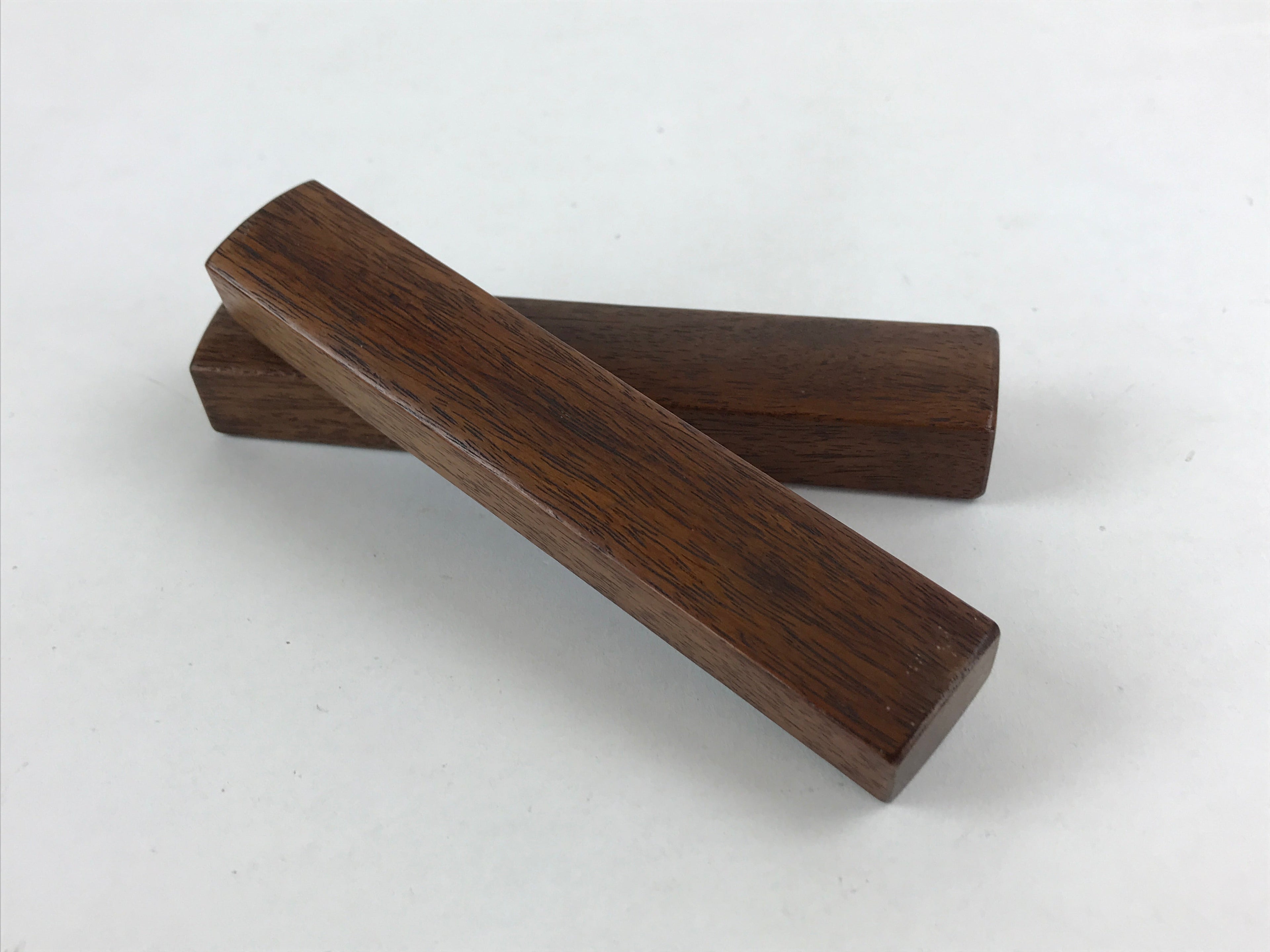 Japanese Buddhist Percussion Instrument Hyoushigi Ongi Vtg Wood Brown BA75
