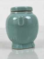 Japanese Buddhist Porcelain Matchstick Disposal Jar Hikeshi Celadon Blue BA921
