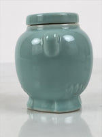 Japanese Buddhist Porcelain Matchstick Disposal Jar Hikeshi Celadon Blue BA921