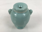 Japanese Buddhist Porcelain Matchstick Disposal Jar Hikeshi Celadon Blue BA921