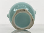 Japanese Buddhist Porcelain Matchstick Disposal Jar Hikeshi Celadon Blue BA921