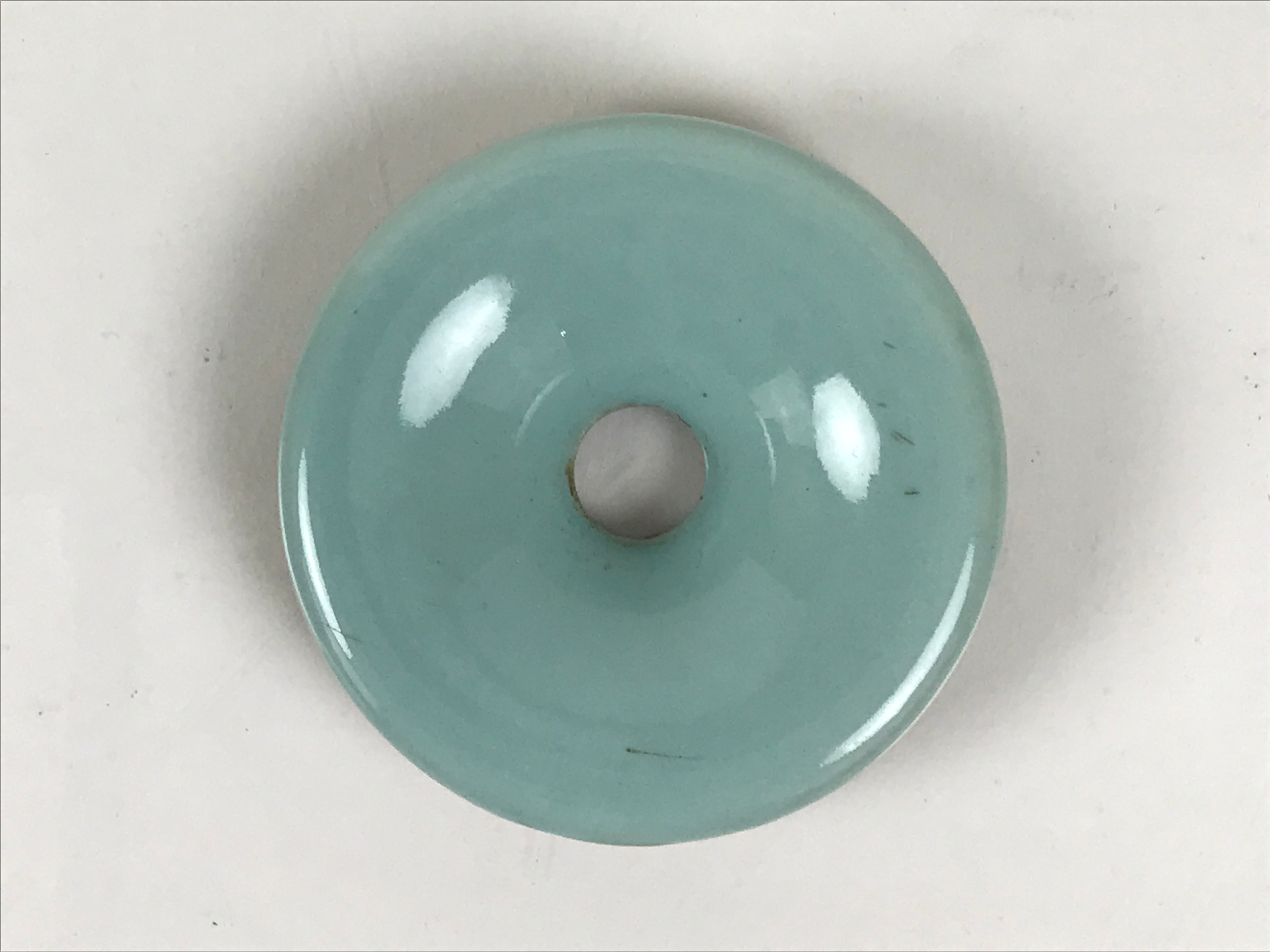 Japanese Buddhist Porcelain Matchstick Disposal Jar Hikeshi Celadon Blue BA921