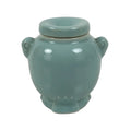 Japanese Buddhist Porcelain Matchstick Disposal Jar Hikeshi Celadon Blue BA921