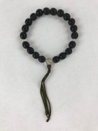 Japanese Buddhist Prayer Beads Bracelet Vtg Rosary Juzu Black Engraved JZ135