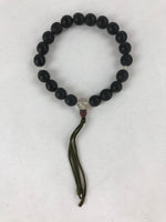 Japanese Buddhist Prayer Beads Bracelet Vtg Rosary Juzu Black Engraved JZ135
