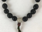 Japanese Buddhist Prayer Beads Bracelet Vtg Rosary Juzu Black Engraved JZ135
