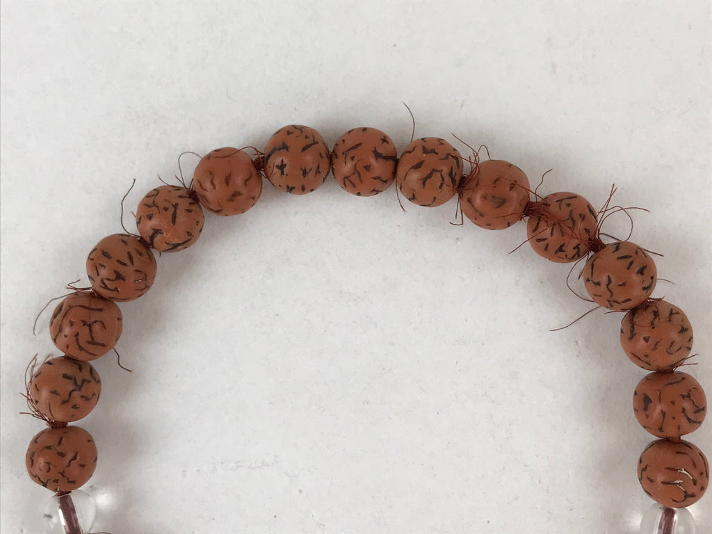 Japanese Buddhist Prayer Beads Bracelet Vtg Rosary Juzu Brown Clear JZ132