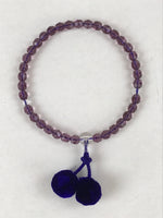 Japanese Buddhist Prayer Beads Bracelet Vtg Rosary Juzu Glass Purple Clear JZ129