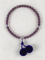 Japanese Buddhist Prayer Beads Bracelet Vtg Rosary Juzu Glass Purple Clear JZ129
