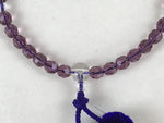 Japanese Buddhist Prayer Beads Bracelet Vtg Rosary Juzu Glass Purple Clear JZ129
