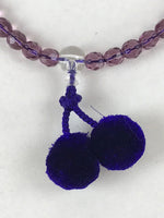 Japanese Buddhist Prayer Beads Bracelet Vtg Rosary Juzu Glass Purple Clear JZ129