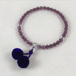 Japanese Buddhist Prayer Beads Bracelet Vtg Rosary Juzu Glass Purple Clear JZ129