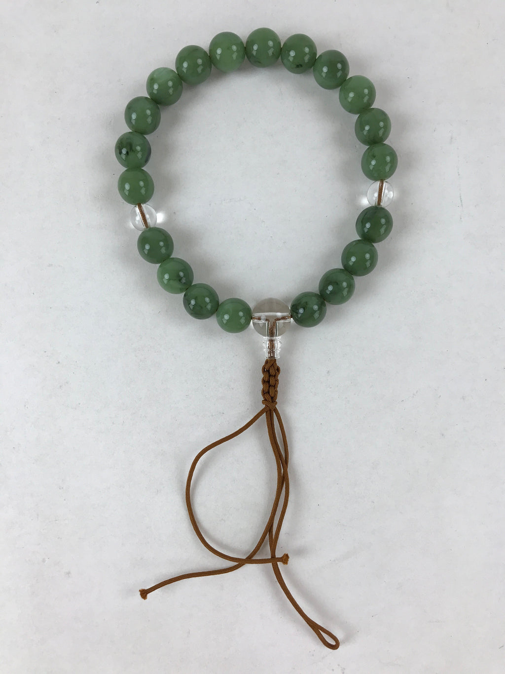 Japanese Buddhist Prayer Beads Bracelet Vtg Rosary Juzu Green Clear Brown JZ134