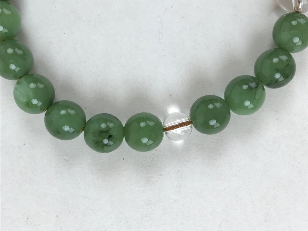 Japanese Buddhist Prayer Beads Bracelet Vtg Rosary Juzu Green Clear Brown JZ134
