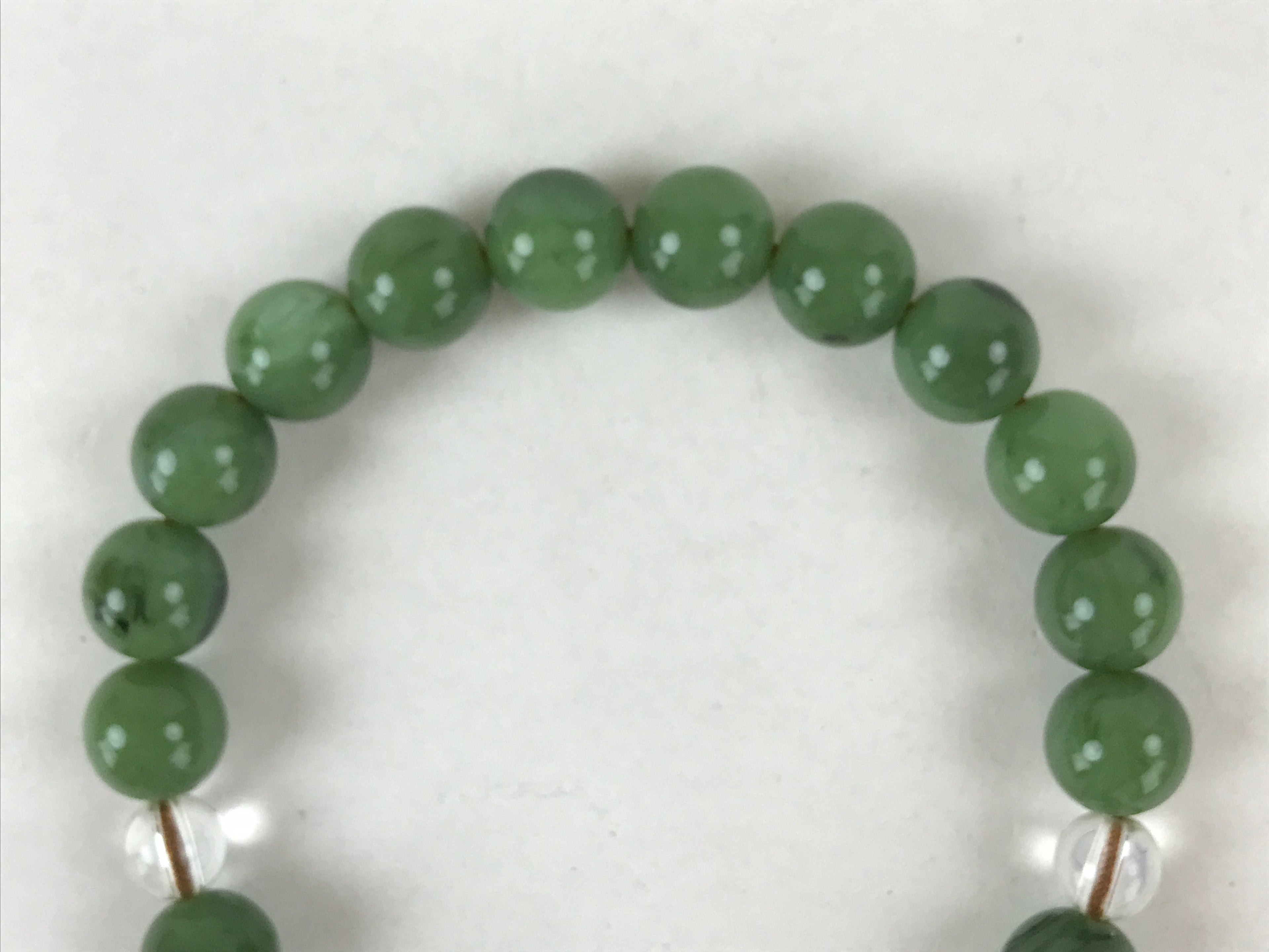 Japanese Buddhist Prayer Beads Bracelet Vtg Rosary Juzu Green Clear Brown JZ134