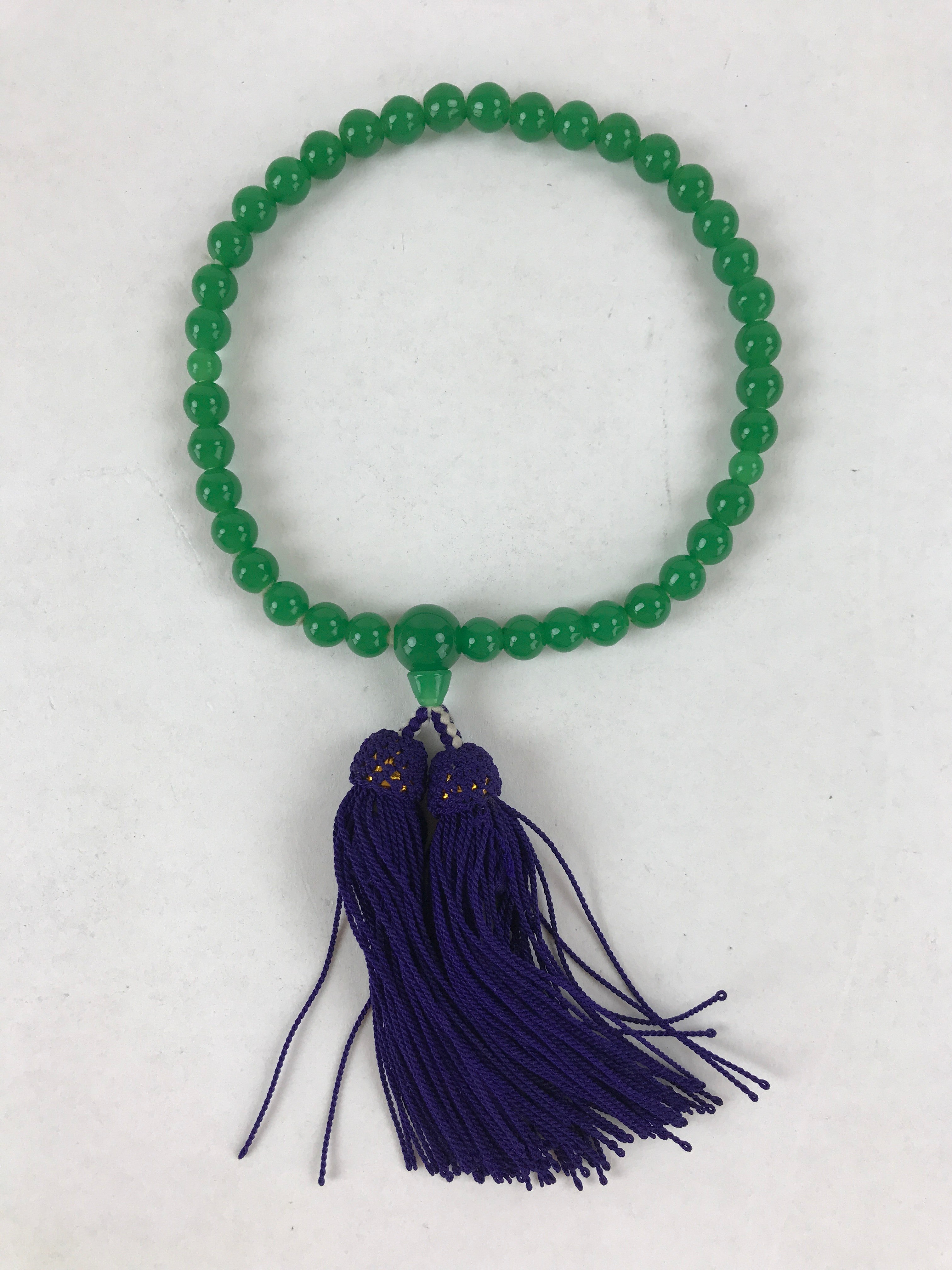 Japanese Buddhist Prayer Beads Bracelet Vtg Rosary Juzu Green Purple JZ131