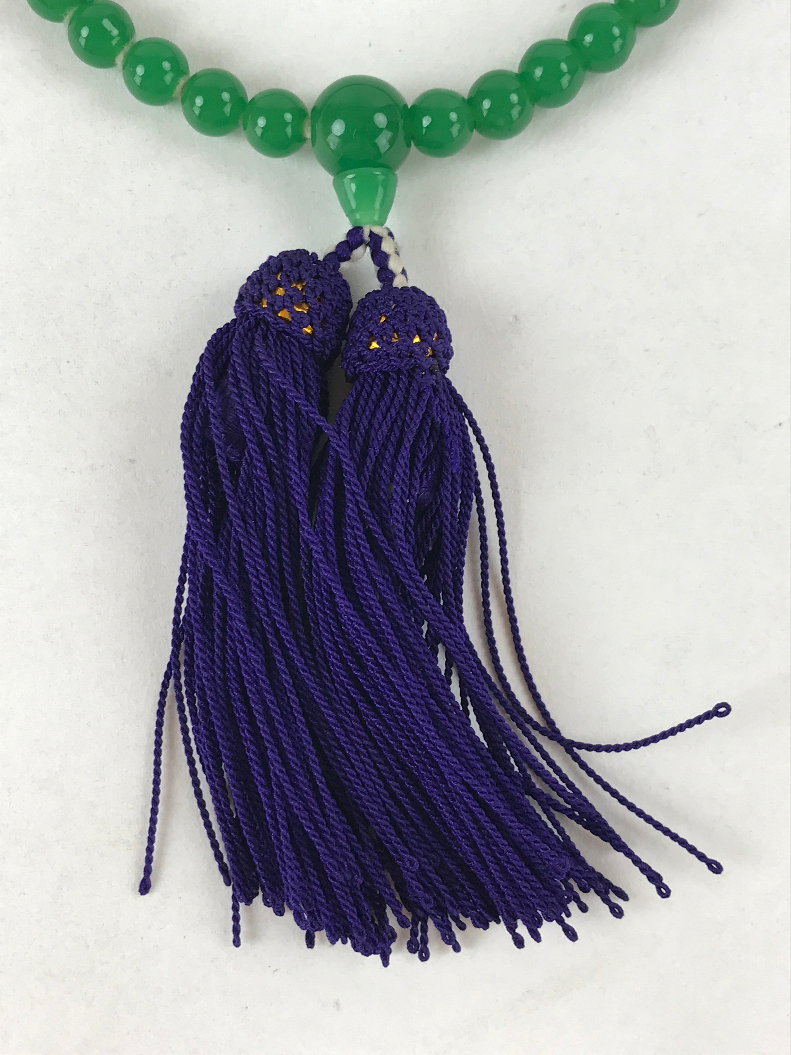 Japanese Buddhist Prayer Beads Bracelet Vtg Rosary Juzu Green Purple JZ131
