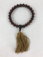 Japanese Buddhist Prayer Beads Bracelet Vtg Rosary Juzu Wood Dark Brown JZ130