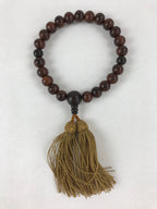 Japanese Buddhist Prayer Beads Bracelet Vtg Rosary Juzu Wood Dark Brown JZ130