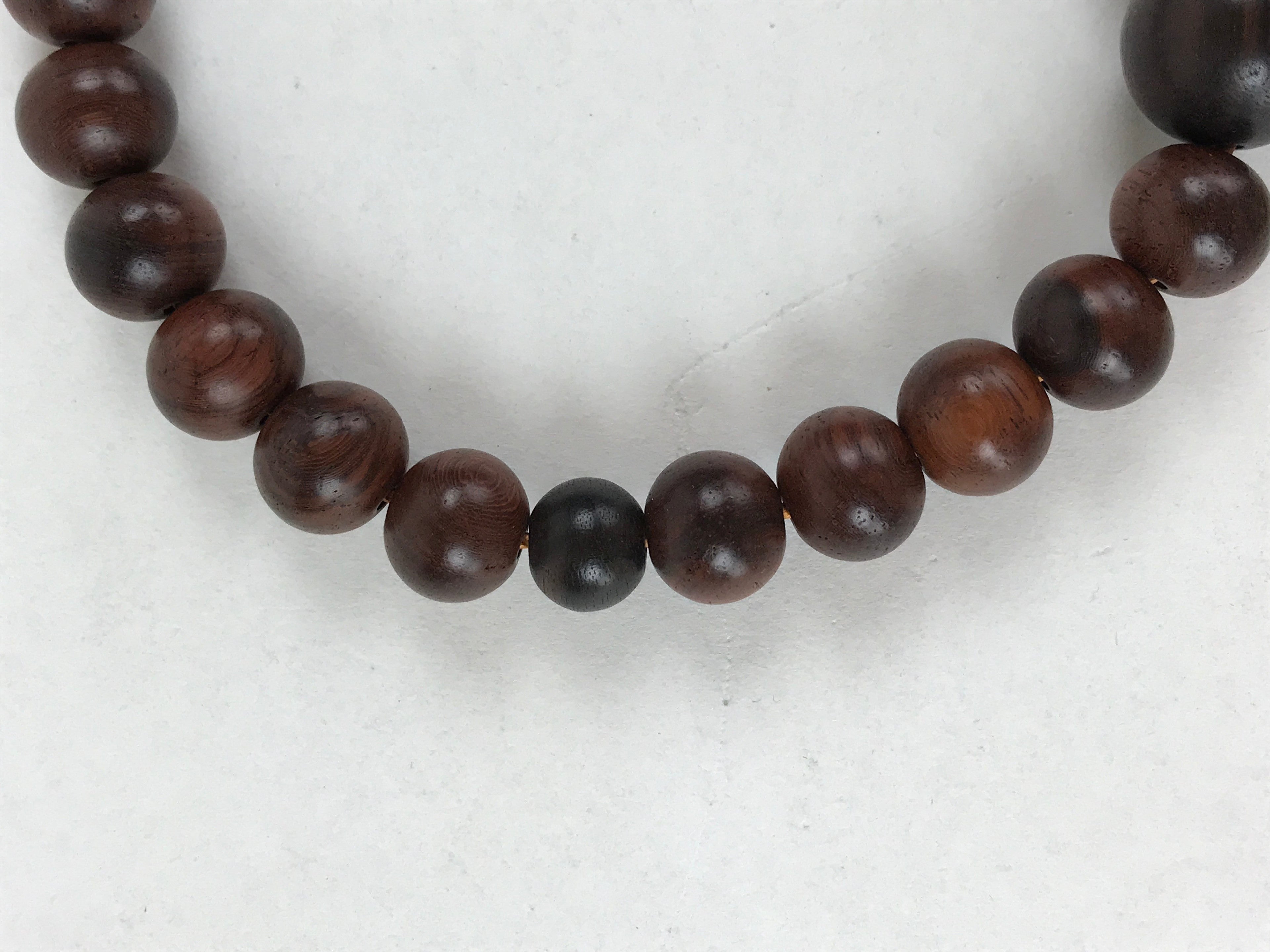 Japanese Buddhist Prayer Beads Bracelet Vtg Rosary Juzu Wood Dark Brown JZ130