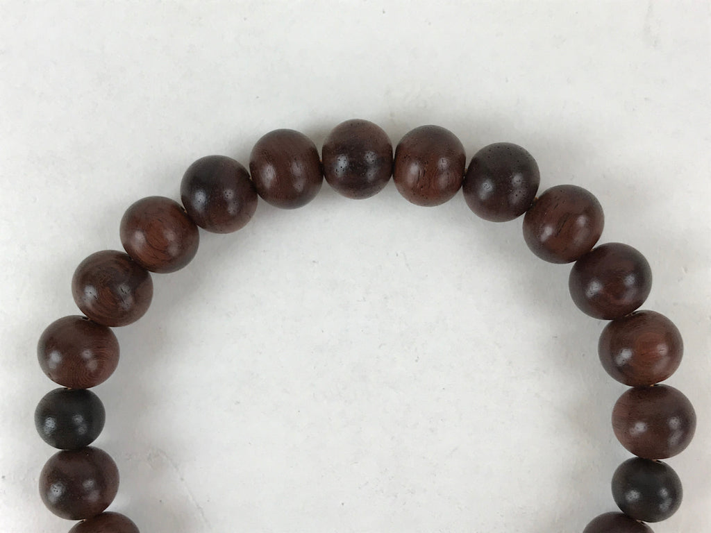 Japanese Buddhist Prayer Beads Bracelet Vtg Rosary Juzu Wood Dark Brown JZ130