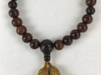 Japanese Buddhist Prayer Beads Bracelet Vtg Rosary Juzu Wood Dark Brown JZ130