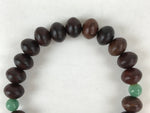 Japanese Buddhist Prayer Beads Bracelet Vtg Rosary Juzu Wood Green Agate JZ133