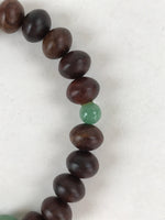 Japanese Buddhist Prayer Beads Bracelet Vtg Rosary Juzu Wood Green Agate JZ133