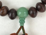 Japanese Buddhist Prayer Beads Bracelet Vtg Rosary Juzu Wood Green Agate JZ133