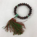 Japanese Buddhist Prayer Beads Bracelet Vtg Rosary Juzu Wood Green Agate JZ133