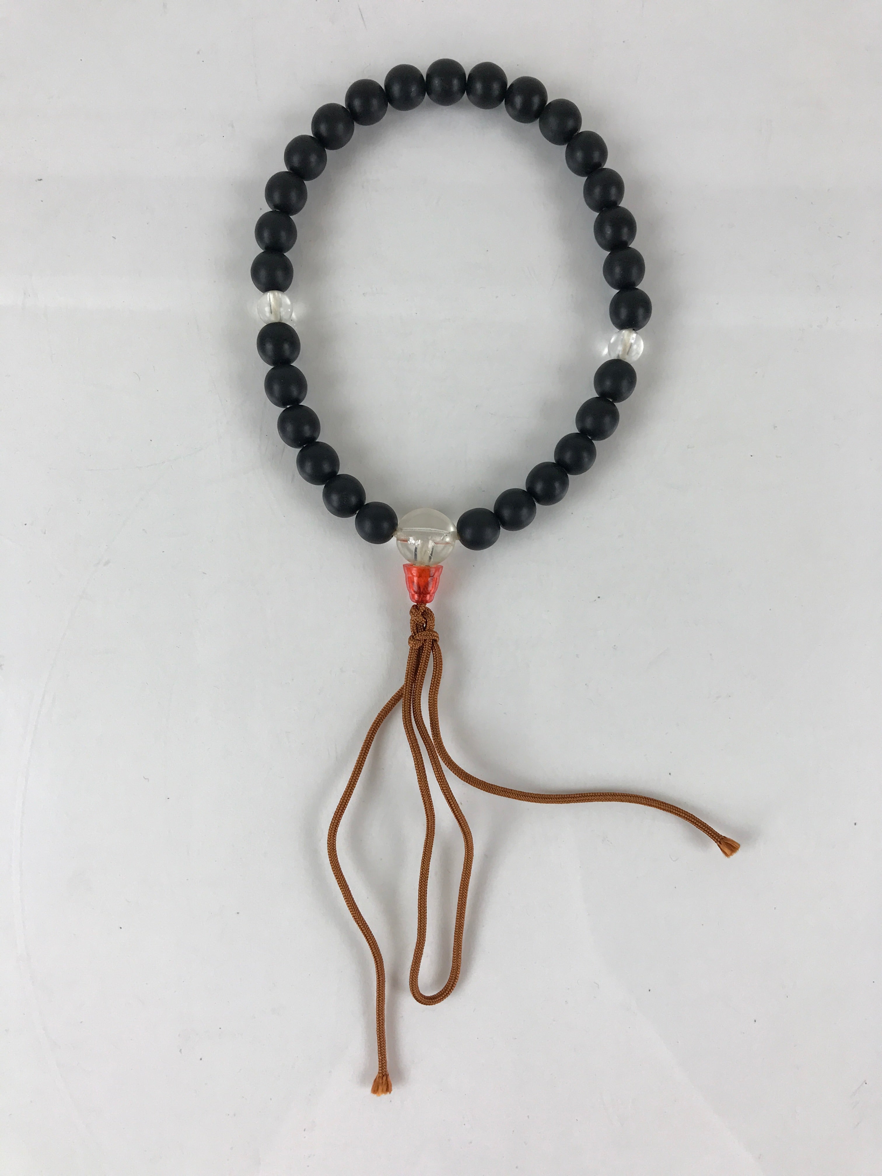 Japanese Buddhist Prayer Beads Vtg Black Juzu Rosary Bracelet JZ108