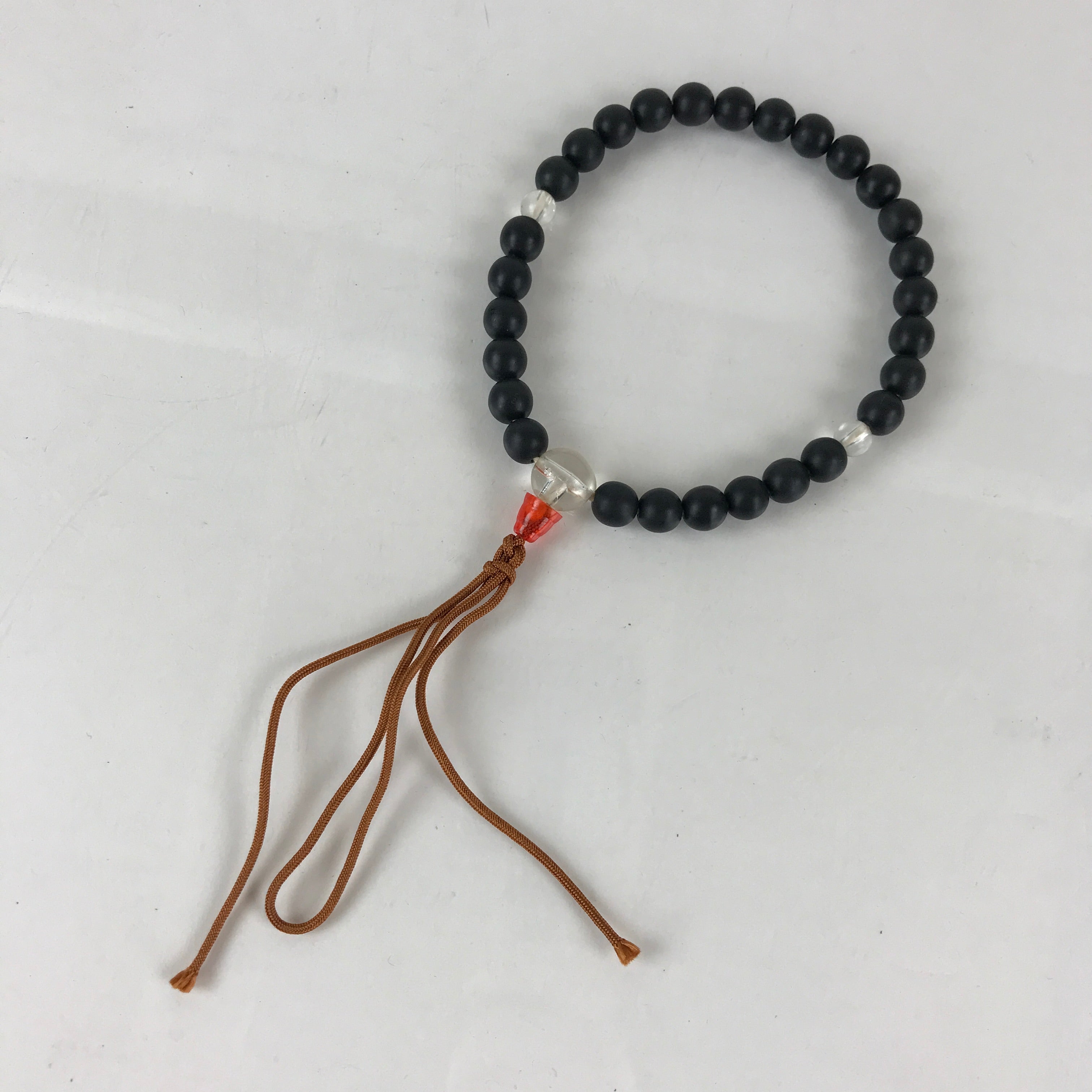Japanese Buddhist Prayer Beads Vtg Black Juzu Rosary Bracelet JZ108