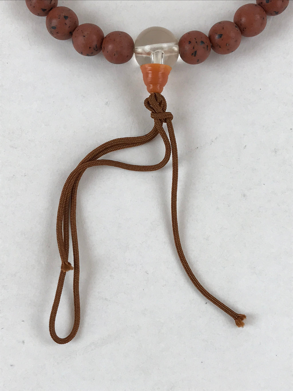 Japanese Buddhist Prayer Beads Vtg Rosary Bracelet Juzu Brown Clear JZ127
