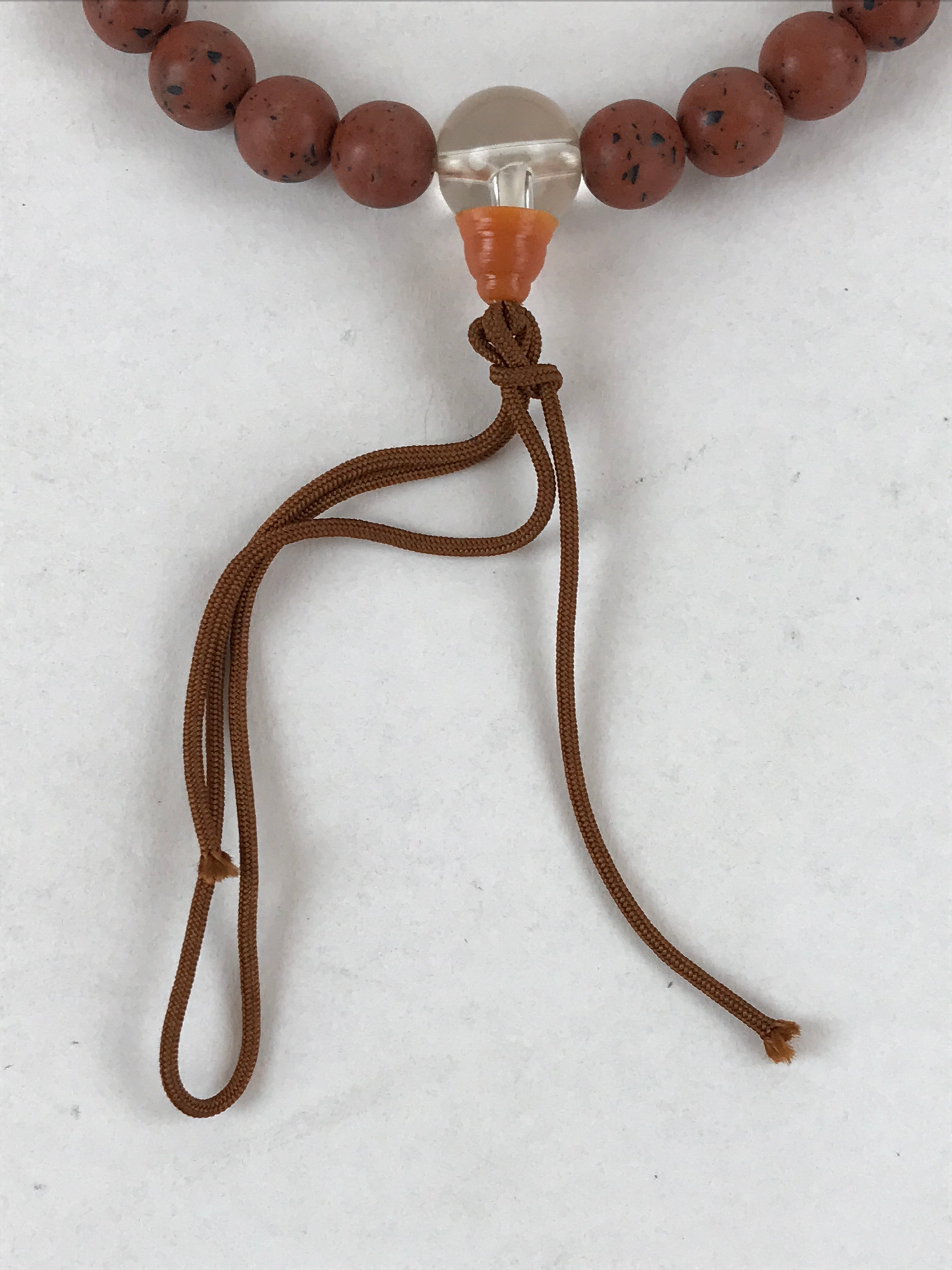 Japanese Buddhist Prayer Beads Vtg Rosary Bracelet Juzu Brown Clear JZ127