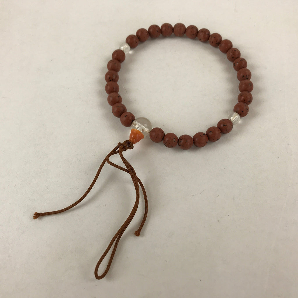 Japanese Buddhist Prayer Beads Vtg Rosary Bracelet Juzu Brown Clear JZ127