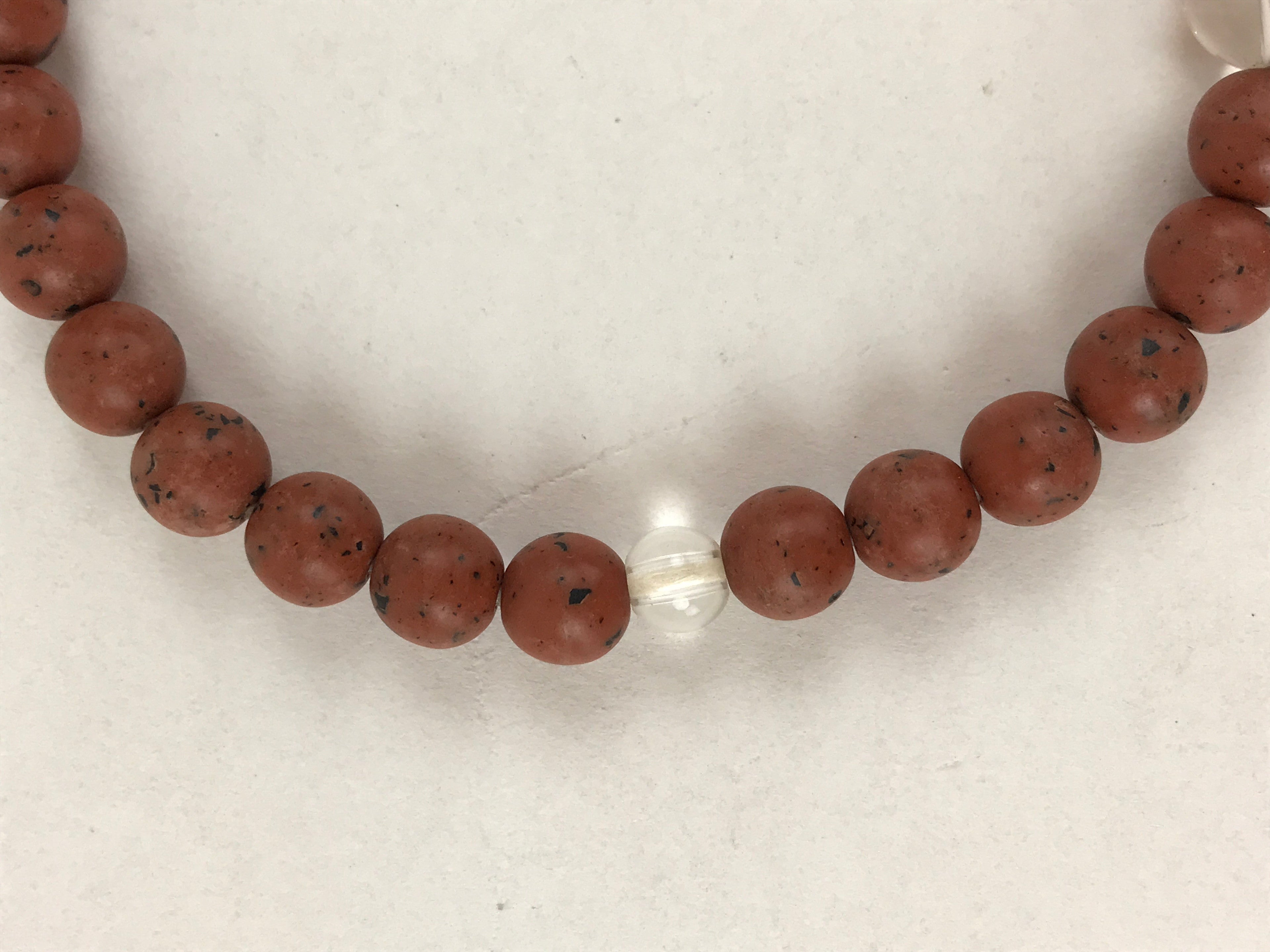 Japanese Buddhist Prayer Beads Vtg Rosary Bracelet Juzu Brown Clear JZ127
