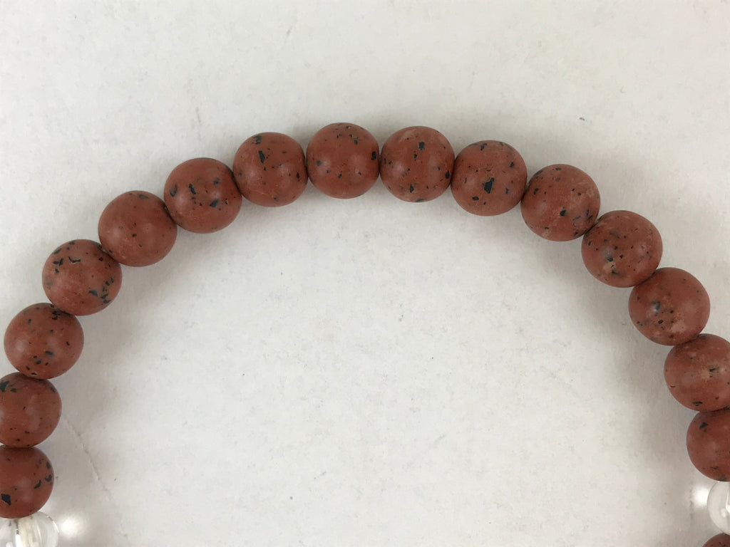 Japanese Buddhist Prayer Beads Vtg Rosary Bracelet Juzu Brown Clear JZ127