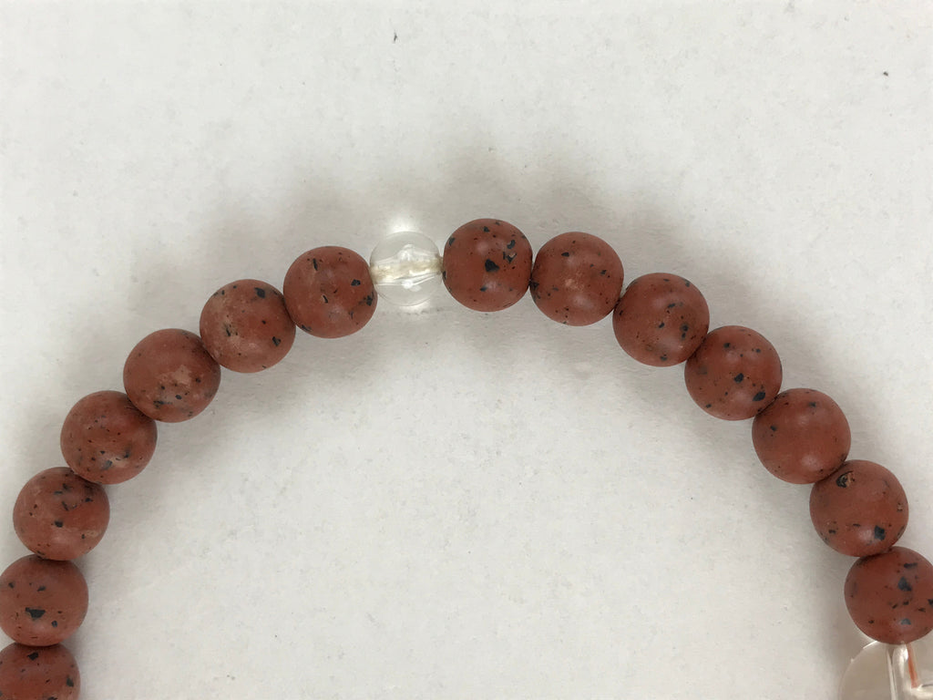 Japanese Buddhist Prayer Beads Vtg Rosary Bracelet Juzu Brown Clear JZ127