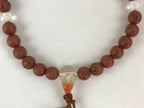 Japanese Buddhist Prayer Beads Vtg Rosary Bracelet Juzu Brown Clear JZ127