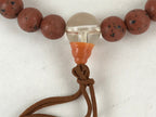 Japanese Buddhist Prayer Beads Vtg Rosary Bracelet Juzu Brown Clear JZ127
