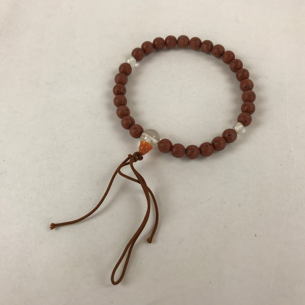 Japanese Buddhist Prayer Beads Vtg Rosary Bracelet Juzu Brown Clear JZ127