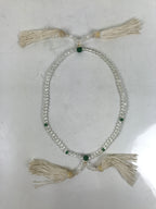 Japanese Buddhist Prayer Bracelet Vtg Juzu Beads Clear Green Rosary Tassel JZ171