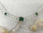 Japanese Buddhist Prayer Bracelet Vtg Juzu Beads Clear Green Rosary Tassel JZ171